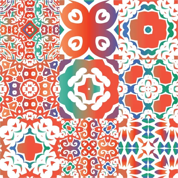 Mexikanische Ziertalavera Keramik Grafikdesign Sammlung Vektornahtloser Muster Rote Vintage Kulissen — Stockvektor