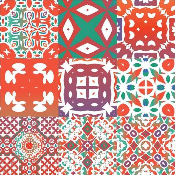Mexikanische Ziertalavera Keramik Stilvolles Design Sammlung Vektornahtloser Muster Rote Vintage — Stockvektor
