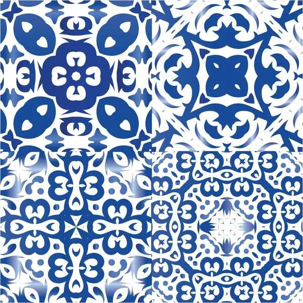 Azulejos Azulejo Cerámica Color Decorativo Colección Patrones Sin Costura Vectores — Vector de stock