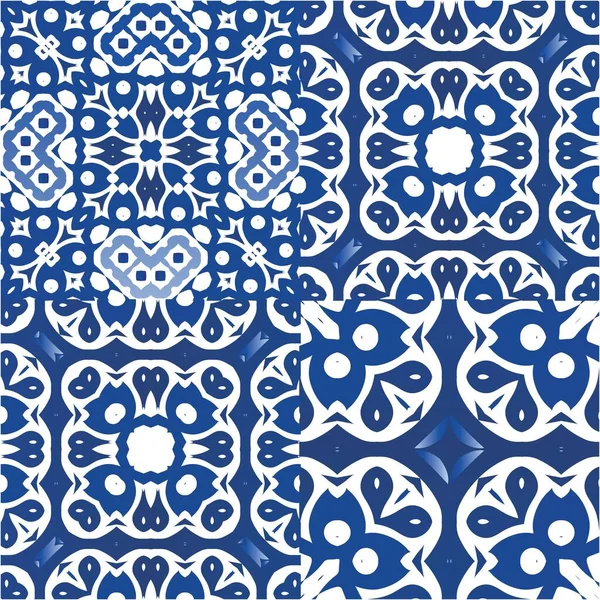 Ornamentale Azulejo Portugal Fliesen Dekor Stilvolles Design Eine Reihe Von — Stockvektor