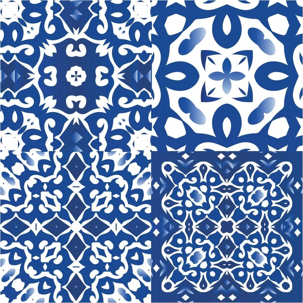 Dekorative Farbe Keramik Azulejo Fliesen Küchendesign Kit Von Vektor Nahtlose — Stockvektor