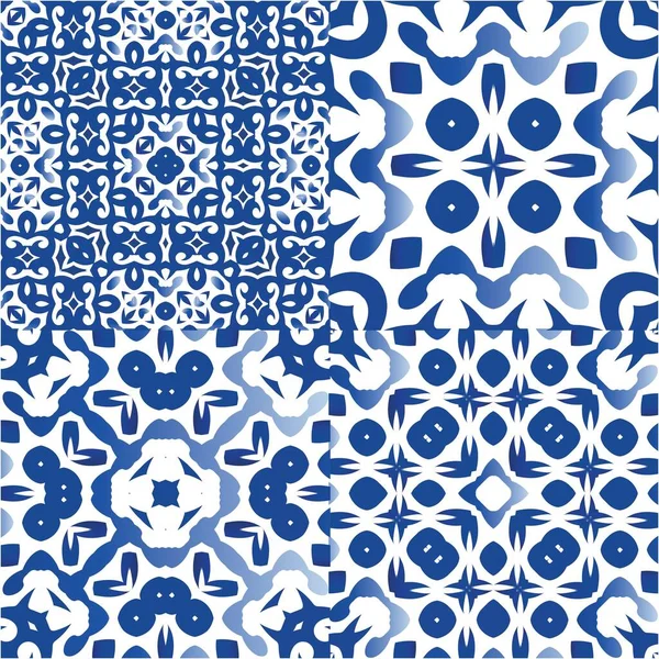Azulejos Azulejo Portugal Desenho Geométrico Conjunto Padrões Sem Emenda Vetorial —  Vetores de Stock