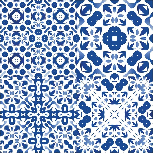 Carrelage Azulejo Antique Patchworks Ensemble Motifs Vectoriels Sans Couture Conception — Image vectorielle