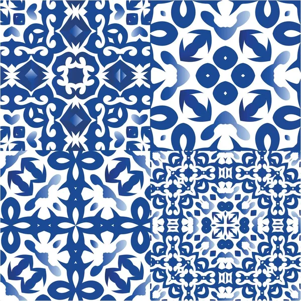 Ornamentale Azulejo Portugal Fliesen Dekor Modernes Design Sammlung Vektornahtloser Muster — Stockvektor