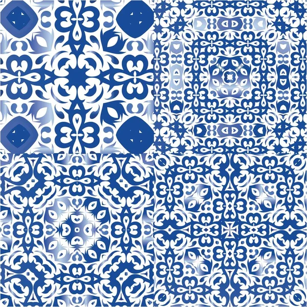 Couleur Décorative Carreaux Céramique Azulejo Collection Motifs Vectoriels Sans Couture — Image vectorielle