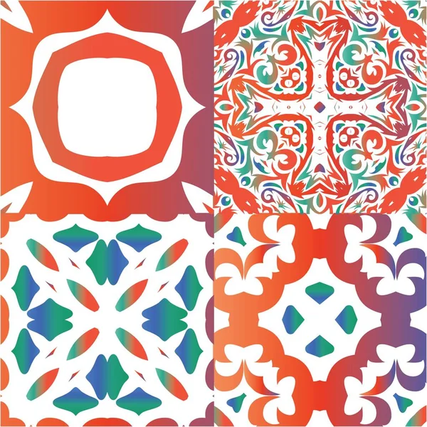 Ornamentale Talavera Mexikanische Fliesen Dekor Eine Reihe Von Vektor Mustern — Stockvektor