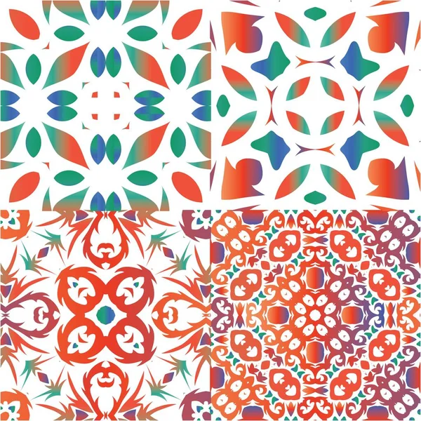 Ethnische Keramikfliesen Mexikanischem Talavera Sammlung Vektornahtloser Muster Grafikdesign Rote Vintage — Stockvektor