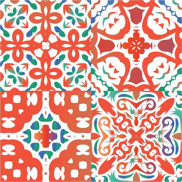 Ornamentale Talavera Mexikanische Fliesen Dekor Minimales Design Kit Von Vektor — Stockvektor