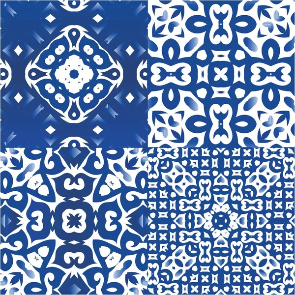Ornement Azulejo Carreaux Portugais Décor Design Moderne Kit Motifs Vectoriels — Image vectorielle