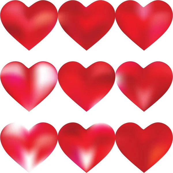 Sbírka Srdcí Sklon Pozadí Měkké Barevné Logo Romantický Módní Styl — Stockový vektor