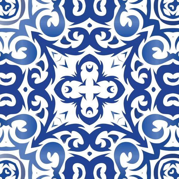 Cerámica Azulejo Portuguesa Antigua Diseño Cocina Elementos Patrón Sin Costura — Vector de stock