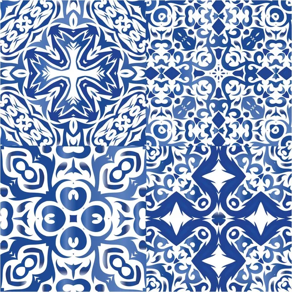 Ornement Azulejo Carreaux Portugais Décor Design Original Kit Motifs Vectoriels — Image vectorielle