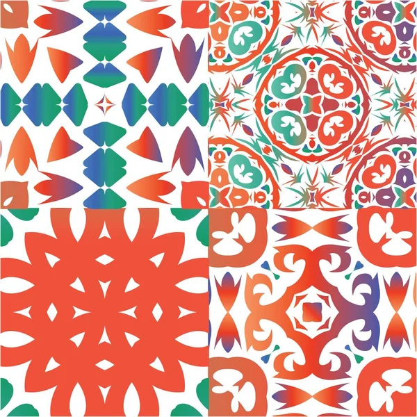 Colore Decorativo Piastrelle Talavera Ceramica Design Geometrico Serie Modelli Vettoriali — Vettoriale Stock