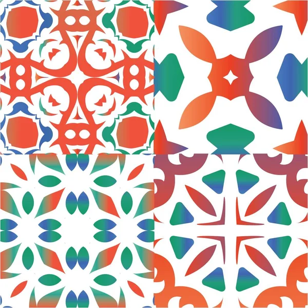 Mexikanische Ziertalavera Keramik Küchendesign Eine Reihe Von Vektor Mustern Rote — Stockvektor