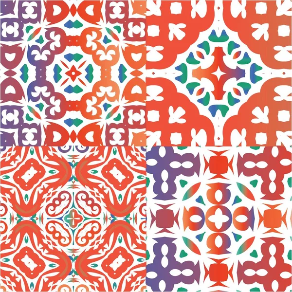 Antike Mexikanische Talavera Keramik Sammlung Vektornahtloser Muster Geometrisches Design Rotes — Stockvektor