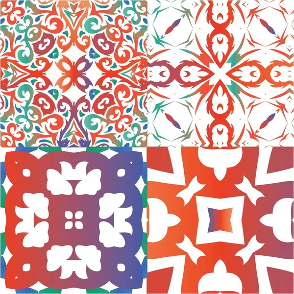 Carreaux Anciens Ornés Talavera Mexico Design Coloré Kit Motifs Vectoriels — Image vectorielle