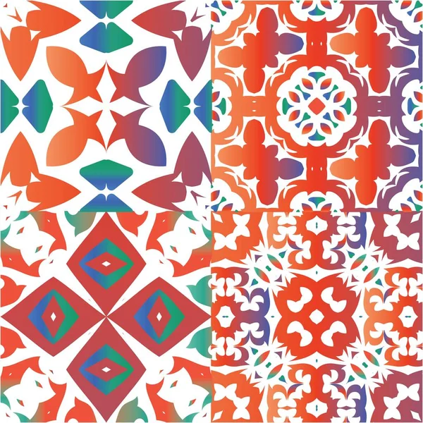 Mexikanische Vintage Talavera Fliesen Stilvolles Design Sammlung Vektornahtloser Muster Rote — Stockvektor