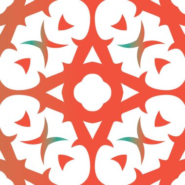 Dekoratif renk talavera fayansları. Vektörsüz desenli poster. Banyo tasarımı. Baskı, web arkaplanı, yüzey dokusu, havlu, yastık, duvar kağıdı için kırmızı halk etnik süsü.