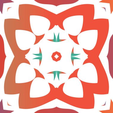 Antik süslü fayanslar Talavera Mexico. Geometrik tasarım. Kusursuz bir arabesk deseni. Tişört, hatıra defteri, çarşaf, akıllı telefon çantaları veya çantalar için kırmızı etnik geçmiş.