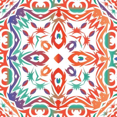 Antik süslü fayanslar Talavera Mexico. Vektörsüz desenli el ilanı. Evrensel tasarım. Tişört, hatıra defteri, çarşaf, akıllı telefon çantaları veya çantalar için kırmızı etnik geçmiş.