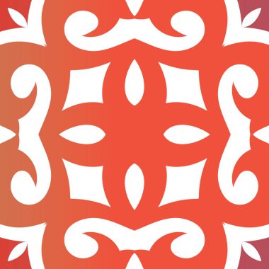 Meksika Talavera 'sında etnik seramik fayans. Moda tasarımı. Vektörsüz suluboya desenli. Yüzey dokusu, havlu, yastık, duvar kağıdı, baskı, web arkaplanı için kırmızı vintage süsleme.