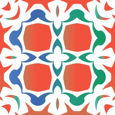 Geleneksel süslü Meksika Talavera 'sı. Vektörsüz desen dokusu. Mutfak tasarımı. Web arkaplanı, baskı, yastıklar, yüzey dokusu, duvar kağıdı, havlular için kırmızı soyut arkaplan.