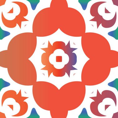 Antik Meksika Talavera seramiği. Vektörsüz desenli çardak. Geometrik tasarım. Albüm defteri, akıllı telefon kılıfları, tişörtler, çantalar ve çarşaflar için kırmızı ve soyut dekoru.