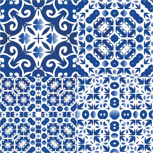 Süslü Azulejo Portekiz fayansları. Mutfak tasarımı. Vektör aralıksız desenler. Çarşaflar, akıllı telefon kılıfları, hatıra defterleri, çantalar ya da tişörtler için mavi muhteşem halk resimleri..