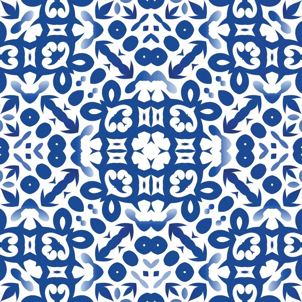 Azulejo Português Ornamentado Tradicional Design Gráfico Vetor Tema Padrão Sem — Vetor de Stock