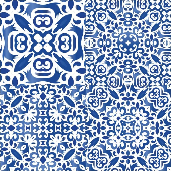 Antika Portekiz azulejo seramiği. Şık tasarım. Vektör aralıksız desenler. Koleksiyon defteri, akıllı telefon kılıfları, tişörtler, çantalar ve çarşaflar için mavi ve soyut bir dekor.