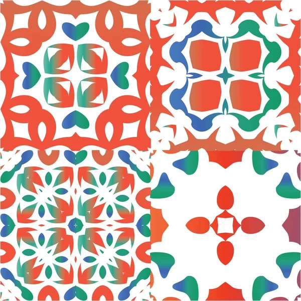 Carreaux Anciens Ornés Talavera Mexico Kit Motifs Vectoriels Sans Couture — Image vectorielle