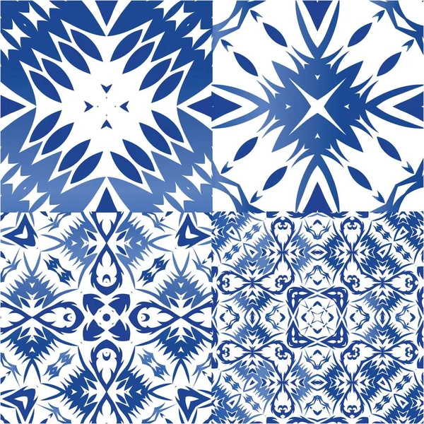 Azulejos Azulejo Cerámica Color Decorativo Diseño Original Conjunto Patrones Sin — Vector de stock