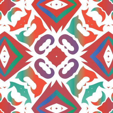 Süslü Talavera Meksika fayans dekoru. Vektörsüz desen dokusu. Renkli tasarım. Çarşaflar, akıllı telefon kılıfları, hatıra defterleri, çantalar ya da tişörtler için kırmızı muhteşem çiçek desenleri..