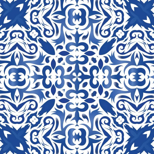 Couleur Décorative Carreaux Céramique Azulejo Illustration Vectorielle Sans Couture Design — Image vectorielle