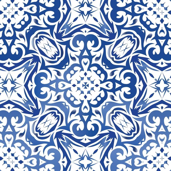 Carreaux Céramique Azulejo Portugal Flyer Vectoriel Sans Couture Conception Géométrique — Image vectorielle