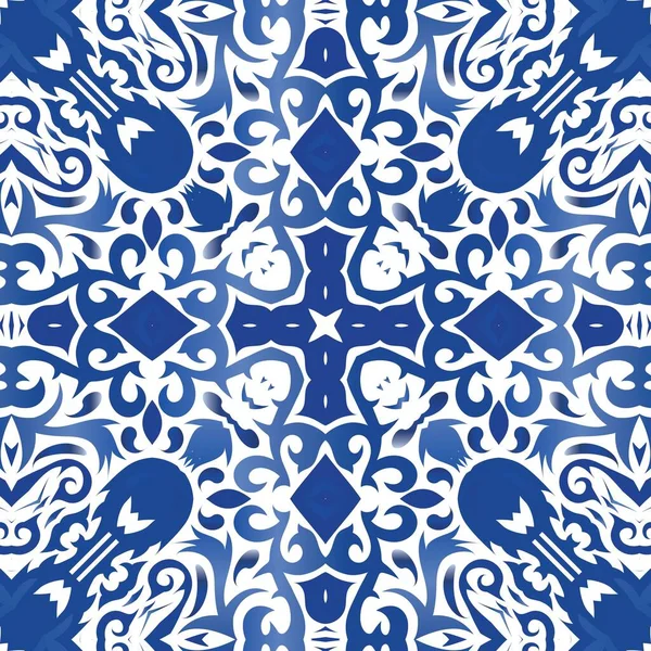 Carrelage Azulejo Antique Patchwork Treillis Vectoriel Sans Couture Conception Graphique — Image vectorielle