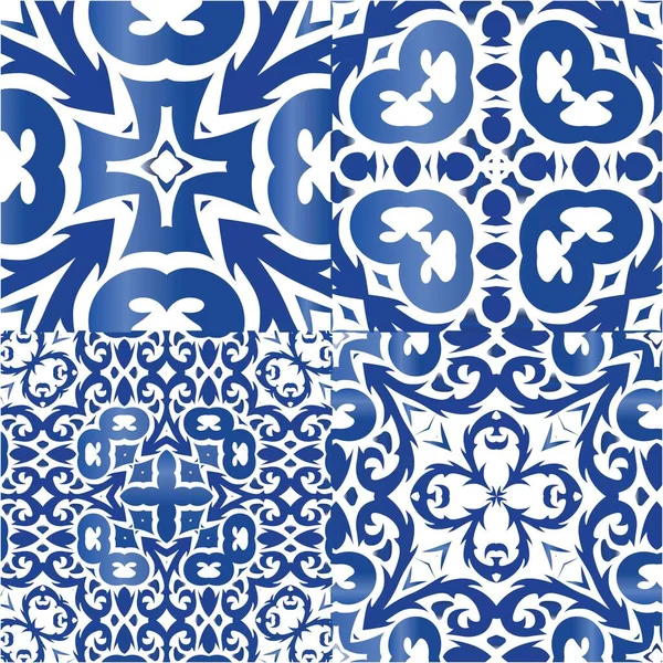 Antiguidades Azulejo Patchworks Telhas Desenho Colorido Coleção Padrões Sem Emenda — Vetor de Stock