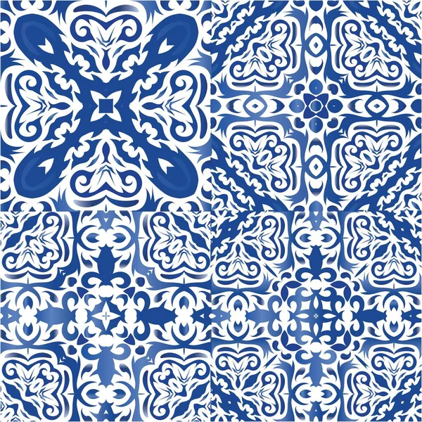 Carrelage Azulejo Antique Patchworks Kit Motifs Vectoriels Sans Couture Design — Image vectorielle
