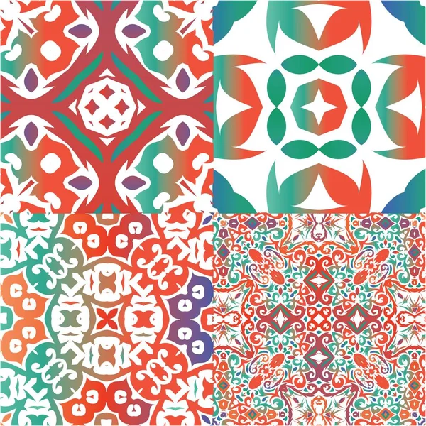 Traditionelle Mexikanische Talavera Kreatives Design Sammlung Vektornahtloser Muster Rote Abstrakte — Stockvektor