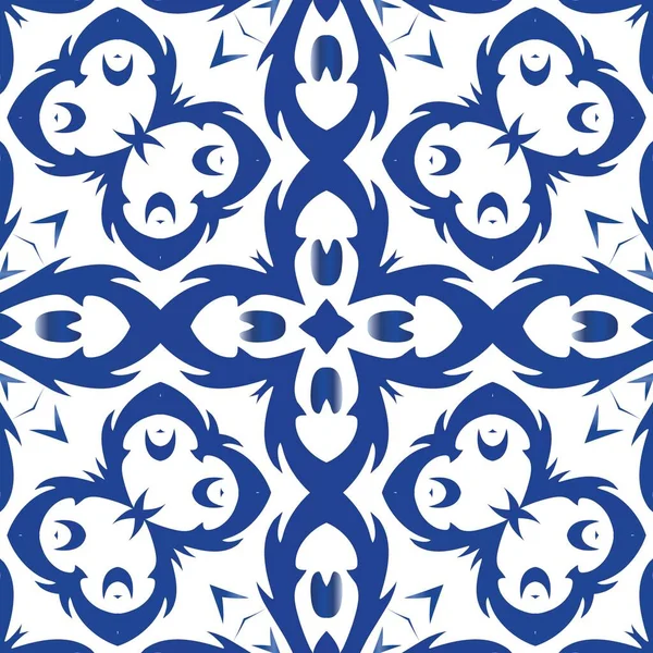 Azulejo Portugais Décoré Traditionnel Design Créatif Cadre Vectoriel Sans Couture — Image vectorielle