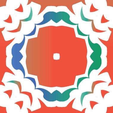 Meksika süslemeli talavera seramiği. Vektörsüz şablon çerçevesi. Yaratıcı tasarım. Duvar kağıdı, web arkaplanı, havlular, baskı, yüzey dokusu, yastıklar için kırmızı vintage arkaplan.