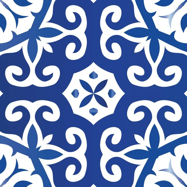 Portugese Vintage Azulejo Tegels Stijlvol Ontwerp Vector Naadloze Patroon Collage — Stockvector