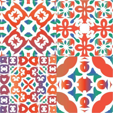 Süslü Talavera Meksika fayans dekoru. Vektör aralıksız desenler. Yaratıcı tasarım. Çarşaflar, akıllı telefon kılıfları, hatıra defterleri, çantalar ya da tişörtler için kırmızı muhteşem çiçek desenleri..