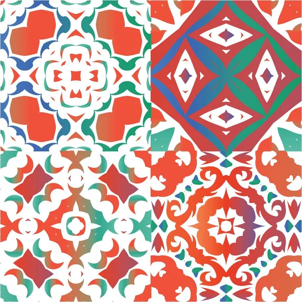 Carreaux Talavera Vintage Mexicain Design Dessiné Main Ensemble Motifs Vectoriels — Image vectorielle