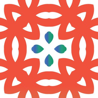 Antik süslü fayanslar Talavera Mexico. Şık tasarım. Vektörsüz desenli çardak. Tişört, hatıra defteri, çarşaf, akıllı telefon çantaları veya çantalar için kırmızı etnik geçmiş.