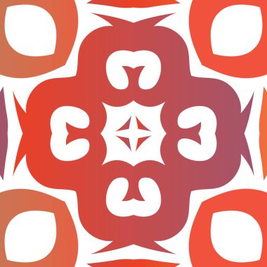 Antik süslü fayanslar Talavera Mexico. Vektör pürüzsüz desen teması. Yaratıcı tasarım. Tişört, hatıra defteri, çarşaf, akıllı telefon çantaları veya çantalar için kırmızı etnik geçmiş.