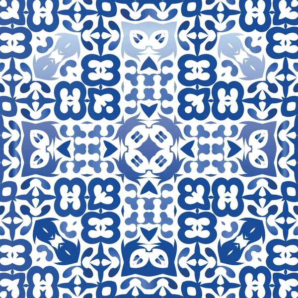 Ornamentale Azulejo Portugal Fliesen Dekor Originelles Design Vektor Nahtlose Muster — Stockvektor