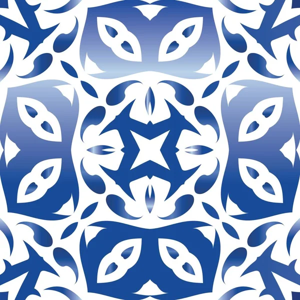 Keramische Tegels Azulejo Portugal Modieus Ontwerp Vector Naadloze Patroon Poster — Stockvector