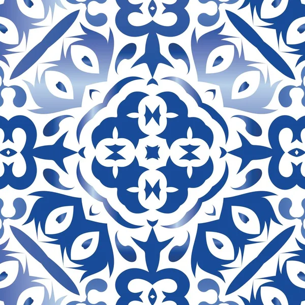 Antieke Azulejo Tegels Lappendeken Gekleurd Ontwerp Vector Naadloze Patroon Aquarel — Stockvector