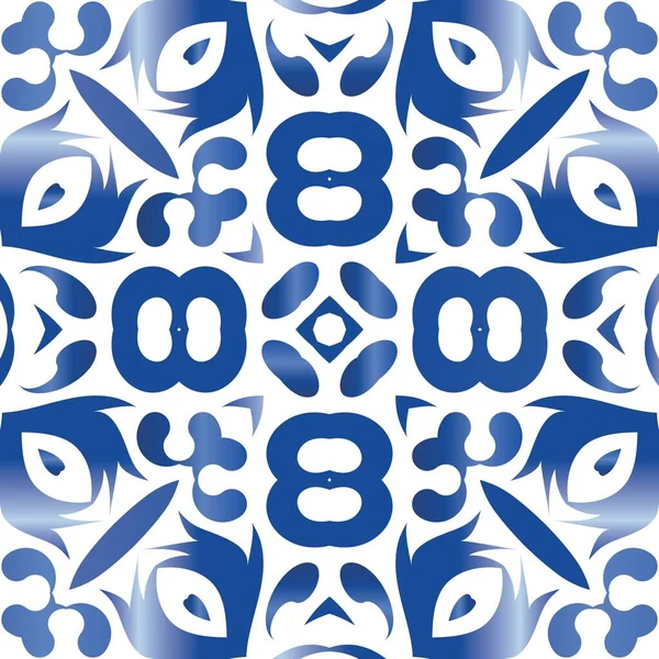 Antique Azulejo Tiles Patchwork Vector Seamless Pattern Frame Stylish Design — Stock Vector